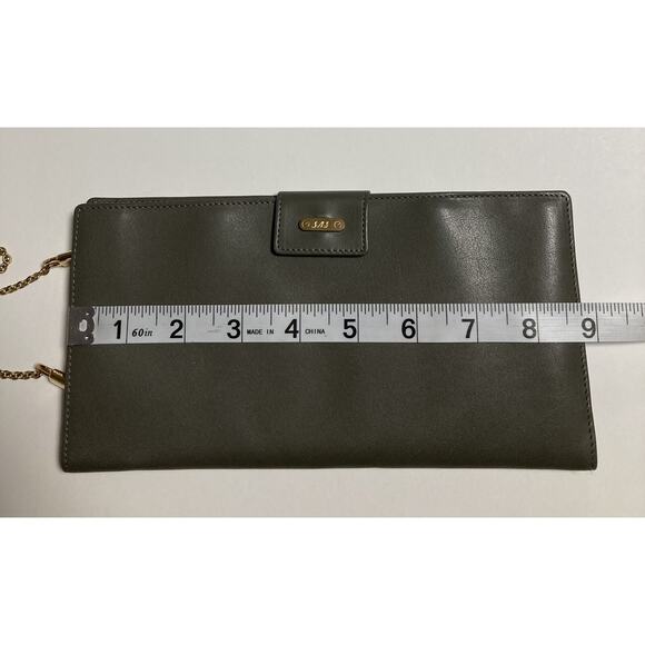 Vtg Womens Large SAS Faux Leather Travel Wallet Crossbody Purse Green Gray NOS - Picture 9 of 14